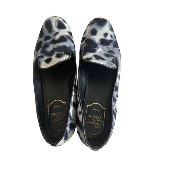 ROGER VIVIER Navy Blue Patterned Loafers Flats Size 37.5 - Picture 9 of 10